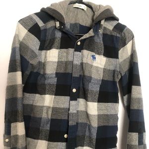 Abercrombie kid Boy flannel shirt hoodieSize 13/14